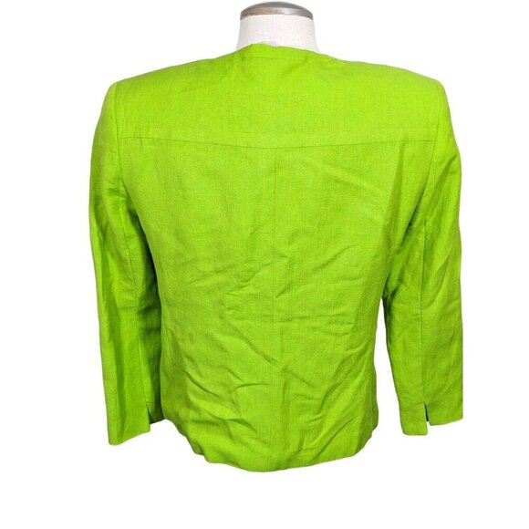 Vintage Jennifer and Grace Womens 8 Jacket Linen Blend Green Button Front Short - Picture 5 of 7